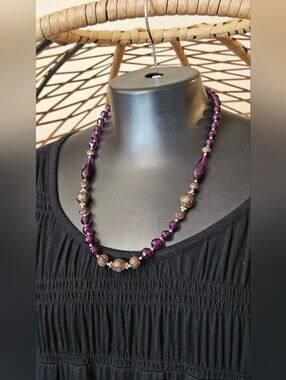Vintage Look Purple Bead Necklace